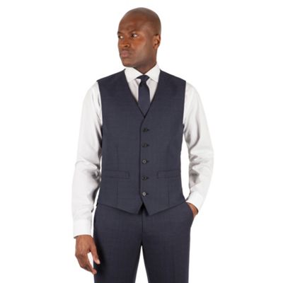 The Collection Blue tonal check 5 button front waistcoat